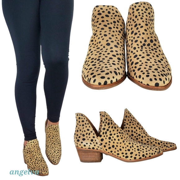 New dolce vita kasper suede leopard print slip on block heel western ankle boots - Picture 3 of 15